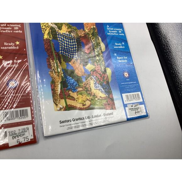 Set Of 3 SANTORO SWING CARDS- 3-D - Greeting Cards Fish Rocking Horse Cats - Picture 9 of 12